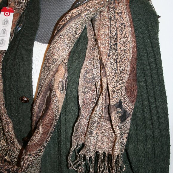 Merona EarthTones/ Gold Thread Sparkle Rayon/Polyester Winter Scarf - Picture 4 of 9
